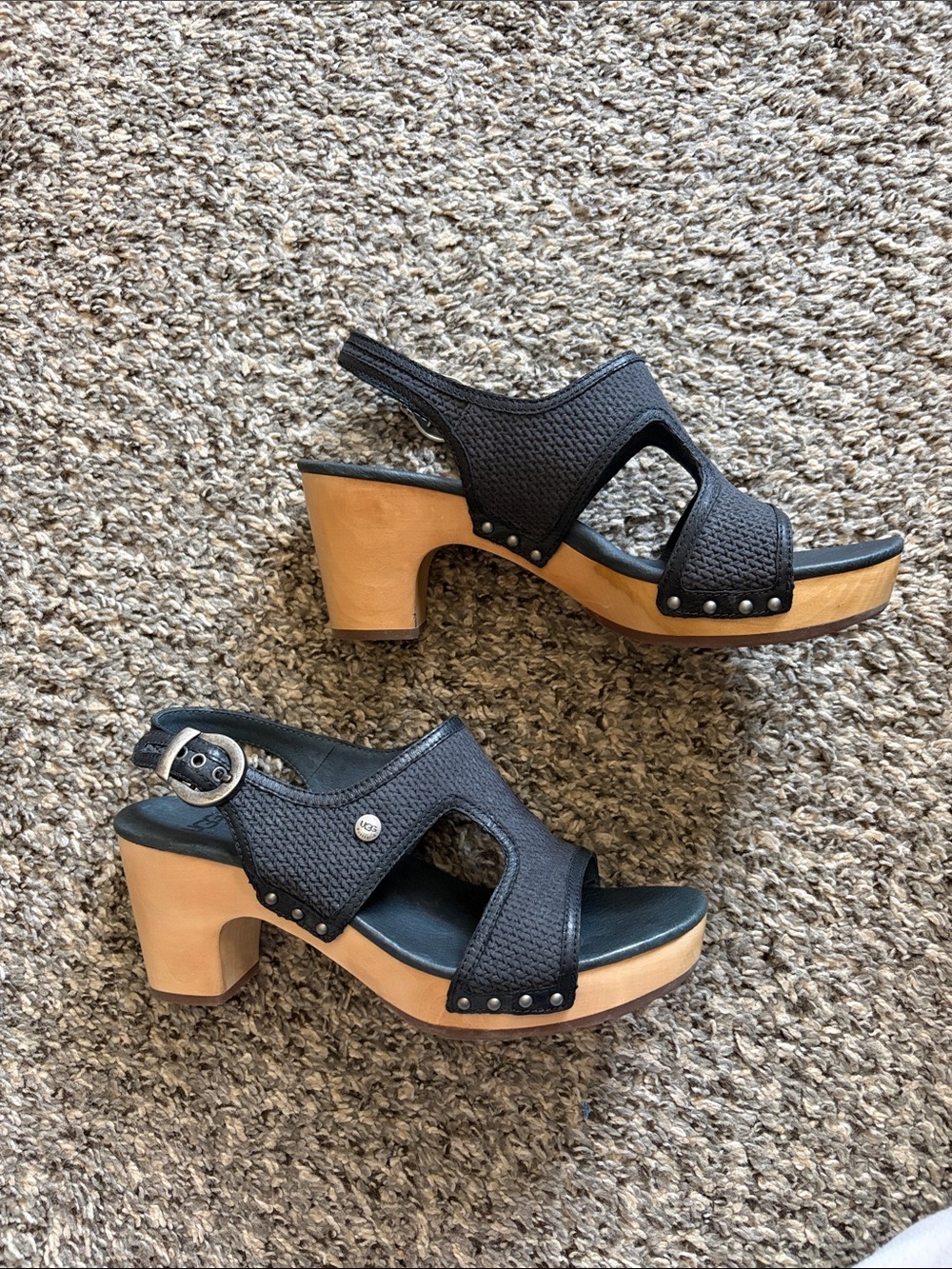 Black Ugg Sandals with Heel
